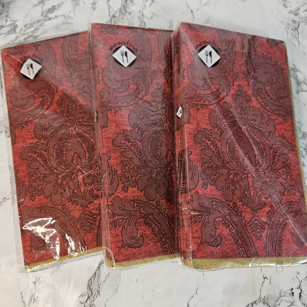 Red and Gold Patterned Paper Napkins